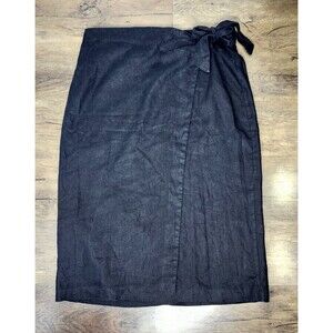 MNG Mango Black Linen Skirt Plus Size 2X Minimalist Casual Women's